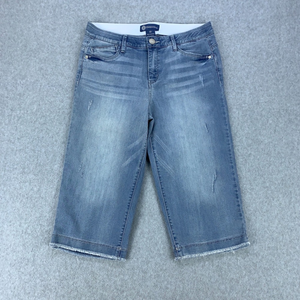 Democracy Denim Shorts Womens 10 Blue Ab'solution Distressed Frayed Hem 32x17